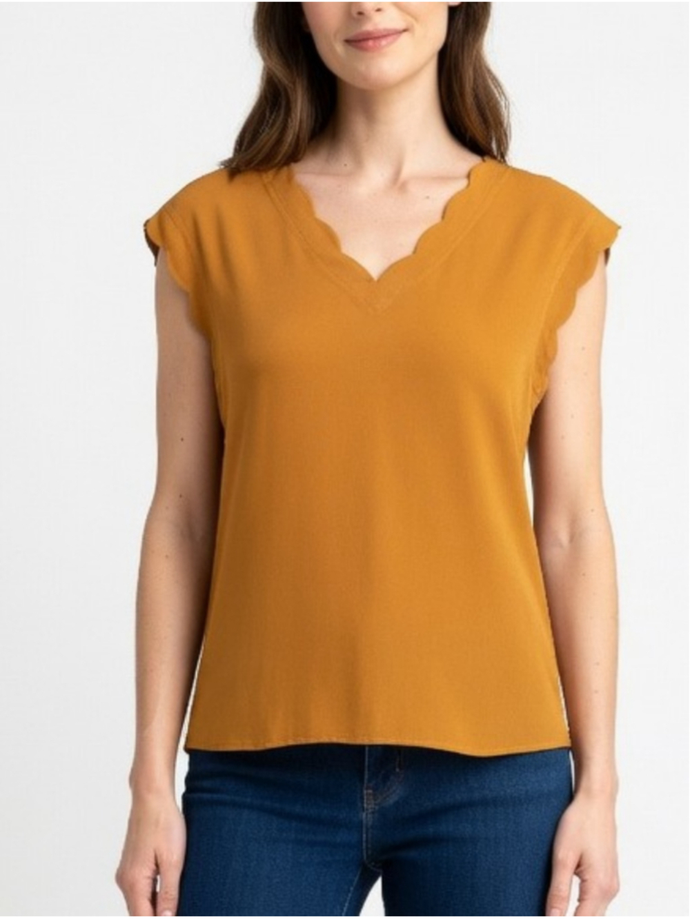 Express Scalloped V-Neck Blouse Size Small